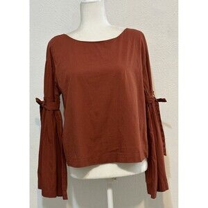 Free People So Obviously Yours Size M Blouse Bell Sleeve Boho Peasant Fall